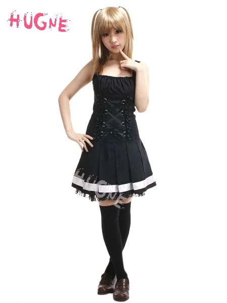 Misa Amane Cosplay Gothic Black Dress Lace Stockings。